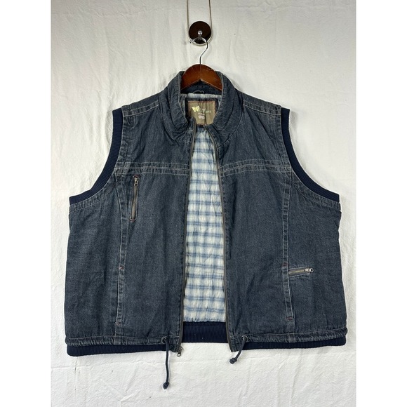 Natural Reflections Jackets & Blazers - Vintage Natural Reflections Womens 3X Denim Vest Plaid Lined Dark Wash Full Zip